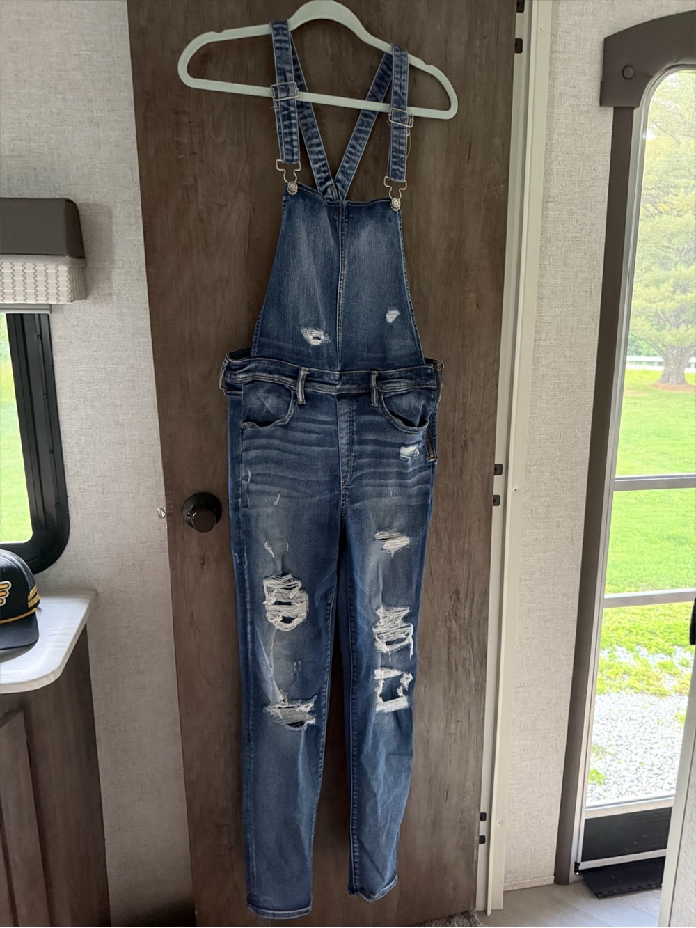 American Eagle Outfitters Distressed Denim Overalls